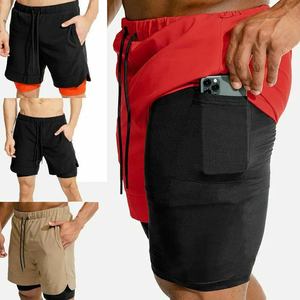 Barato 2 en 1 bolsillo interior cordón impermeable Activewear deportes correr pantalones cortos gimnasio pantalones cortos de los hombres - Product Image 5