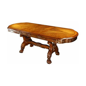 โต๊ะรับประทานอาหารทำจากกรอบไม้มะฮอกกานีแข็งแกะสลักด้วยมือและวัสดุคุณภาพสูงสำหรับใช้ในร่มและกลางแจ้ง - Product Image 4