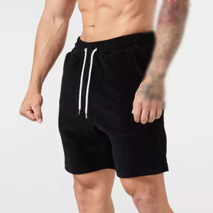 Nueva gran oferta de pantalones cortos de pana para hombre, medio Pantalón ajustado para entrenamiento, estilo cómodo de moda con cintura elástica - Product Image 1