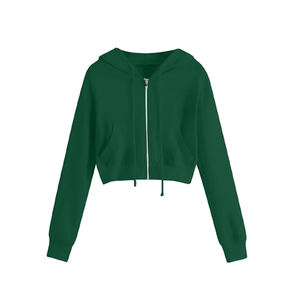 Trendy Turtleneck Zipper-up Short <b>Hoodies</b> for Woman - Product Image 2