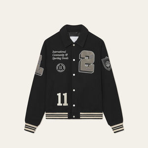 Chaqueta Bomber de Béisbol Vintage Personalizada 100% Lana con Cuello Alto y Forro Acolchado de Poliéster, Talla Personalizada para Hombre - Product Image 1