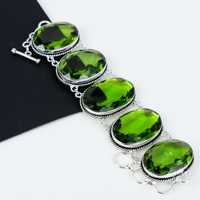 Péridot Gemstone Bracelet en argent Sterling 925 fait à la main Bracelet péridot Bracelet péridot couleur verte Bracelet bijoux cadeaux pour l'amour
