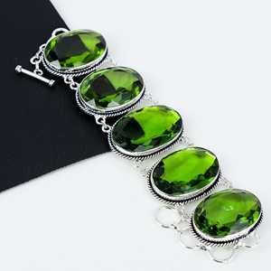 Péridot Gemstone Bracelet en argent Sterling 925 fait à la main Bracelet péridot Bracelet péridot couleur verte Bracelet bijoux cadeaux pour l'amour - Product Image 1