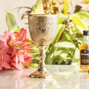 แก้วทัมเบลอร์แก้วลายนูนทองเหลืองบริสุทธิ์ของ Indianartvilla อุปกรณ์สำหรับจัดเก็บและเสิร์ฟ240มล. - Product Image 3