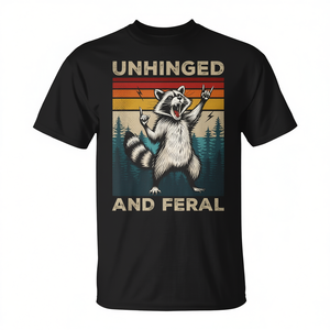 T-shirt vintage Rock and Roll Raccoon Unhinged and Feral - T-shirt promozionale vintage Rock and Roll Raccoon - Product Image 2