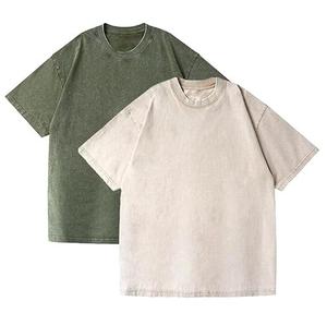 T-shirt surdimensionné délavé à l'acide de haute qualité, poids lourd, col rond, coupe ample, Streetwear d'été pour garçons, vente en gros de vêtements tricotés à manches courtes - Product Image 1
