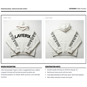 Sweat à capuche pour homme en polaire écologique polyester/coton 500 g/m² avec manches en strass pour un style ample et brodé - Product Image 6