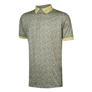 Chemises de golf tricotées pour hommes, manches courtes, imprimées numériquement, design personnalisé sur le devant, anti-rides, séchage rapide, respirantes, polyester, OEM/ODM - Product Image 1