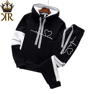 Ensemble de survêtement OEM pour hommes, vêtements de sport en polaire, sweats à capuche épais, marque, survêtement décontracté d'hiver, sweat-shirt et pantalon pour hommes, survêtement d'hiver - Product Image 2