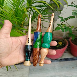 Custom Made Wooden and <b>Resin</b> Blended Crochet Hooks Made with Multi Colored in Shade of Blue <b>Resin</b> and Wood From Size 3.5 mm - Product Image 1