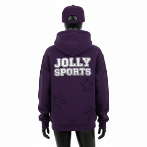 Sweat à capuche pour femme 320 GSM Coton Polyester Doux Respirant Couleur violette Broderie Patch Logo personnalisé Basiques pour femmes Sweats à capuche - Product Image 2