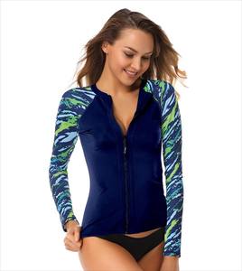 Unisex Custom Zipper UPF50 Breathable Rash Guard <b>Long</b> Sleeve Floral Printed Compression <b>Shirt</b> Quick Dry Beachwear Swimwear <b>Beach</b> - Product Image 1