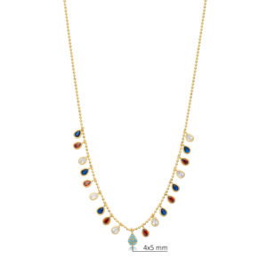 Pear Shape Colorful CZ Stone Ball <b>Chain</b> Design Shaker Necklace Wholesale Handmade Turkish 925 <b>Sterling</b> <b>Silver</b> Jewelry - Product Image 2