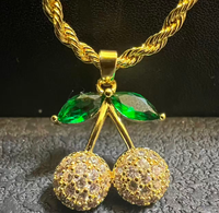 Collar de Acero Inoxidable Personalizado al por Mayor, Chapado en Oro de 18k, con Personaje de Dibujos Animados de Cereza, Joyería de Moda, Regalo para Mujer