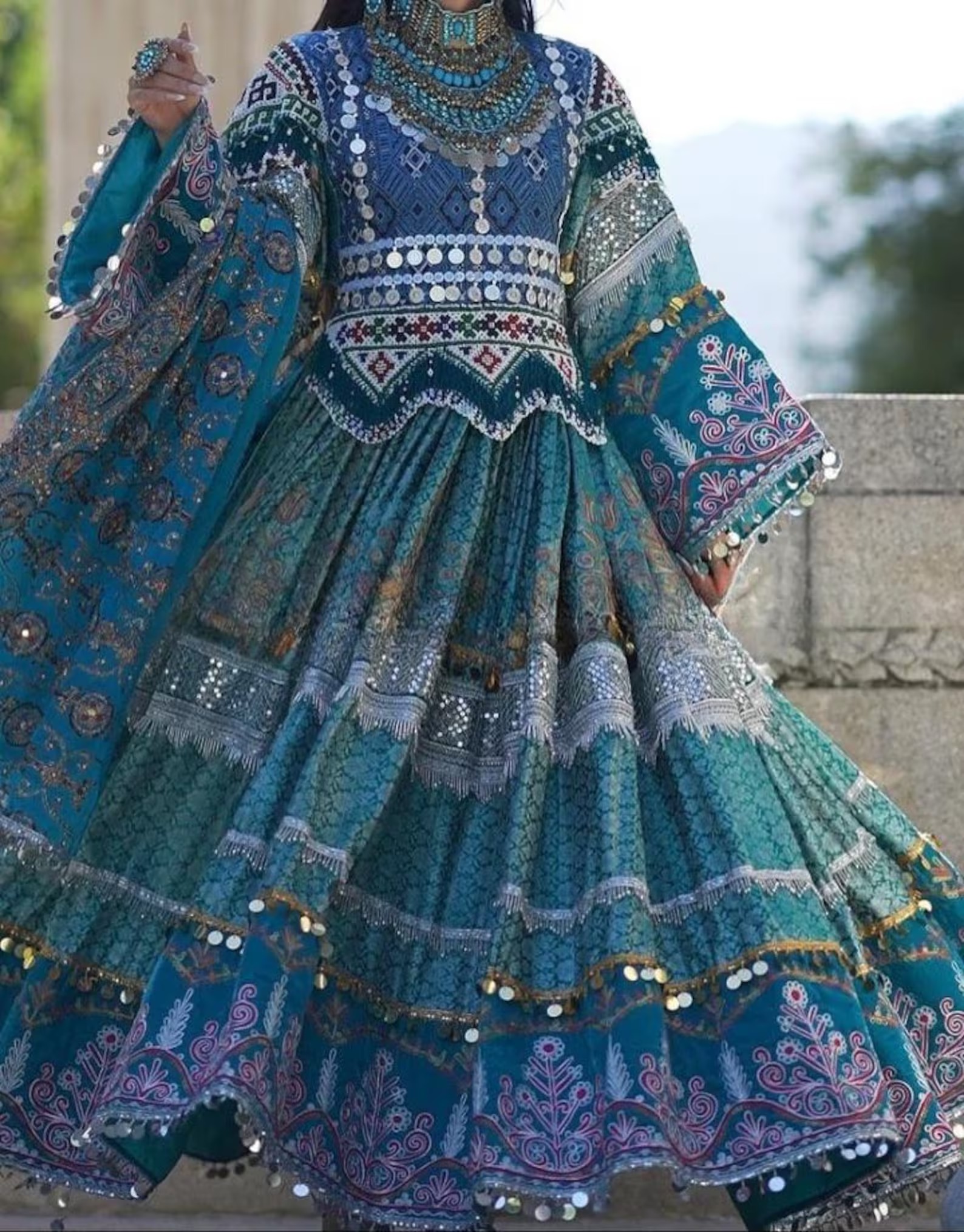 open lace back dress Afghani Dress – saneens.com main image 1