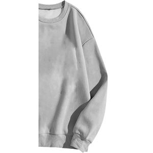 Eco-Friendly Winter Women's Solid Embroidered Breathable Fleece Crew Neck <b>Sweatshirt</b> Front Pure <b>Grey</b> Windproof Polyester/Cotton - Product Image 5