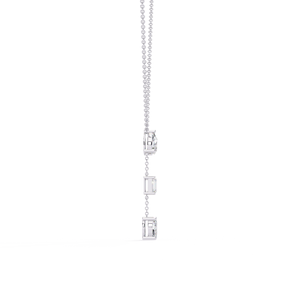 Collier en or massif 14 carats pour femmes avec 3 pierres et diamants cultivés en laboratoire Bijoux d'anniversaire élégants pour les mariages - Product Image 2