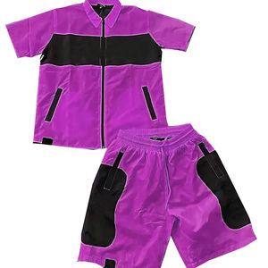 Venta caliente de 2 piezas de nailon chaqueta pantalones cortos Conjunto personalizado de las mujeres chándal de los hombres a prueba de viento transpirable Jogger - Product Image 4