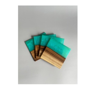 Juego de posavasos de madera hecho a mano en nogal negro oscuro con resina epoxi bien acabado, accesorio de decoración de comedor perfecto para el hogar - Product Image 6