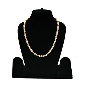 Single Layer Golden and White Pearl Necklace Set - Product Image 1