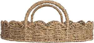 Bandeja redonda de algas marinas hecha a mano ecológica de alta calidad con asas para servir y decorar el hogar - Product Image 4