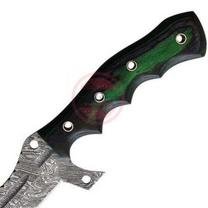 Couteau de chasse en acier Damas à lame fixe avec étui en cuir - Product Image 4