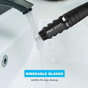 Tondeuse à sourcils et poils de nez 2-en-1 double face au lithium-ion, alimentée par batterie, pour la maison, le camping-car, la voiture, le garage, en plastique, conçue pour les hommes - Product Image 1