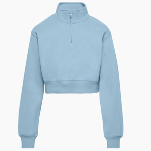 Usine personnalisée de haute qualité OEM 100% coton demi fermeture éclair haut court et longue ligne droite pantalon ample femmes pantalon 2 pièces ensemble pour filles - Product Image 4