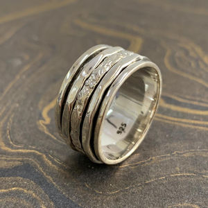 Fashionable Silver <b>Spinner</b> <b>Ring</b> 7.6 Grams Trendy Inlay Cluster Jewelry for Children Free Size Gift <b>Ring</b> - Product Image 1
