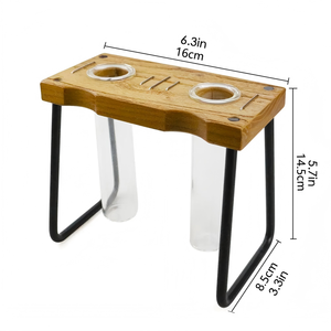 Vaso de Vidro Duplo Moderno com Acabamento Esmaltado, Suporte de Madeira e Estrutura Metálica, Ecológico, Leve, para Plantas Hidropônicas, para Casa e Escritório - Product Image 4