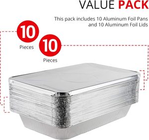 Stock Your Home Aluminum Foil Pans and <b>Lids</b> 21x13 Disposable Roasting Pans <b>with</b> Covers 10 Foil Pans and 10 Foil <b>Lids</b> - Product Image 5