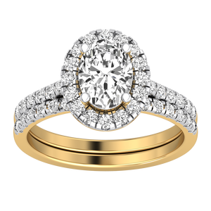 Anillo de Bodas Ovalado de Oro Sólido de 9K para Mujer, 1.66 Quilates, Claridad VS, Color EF, Diamante Cultivado en Laboratorio, Certificado IGI, Lujo - Product Image 1