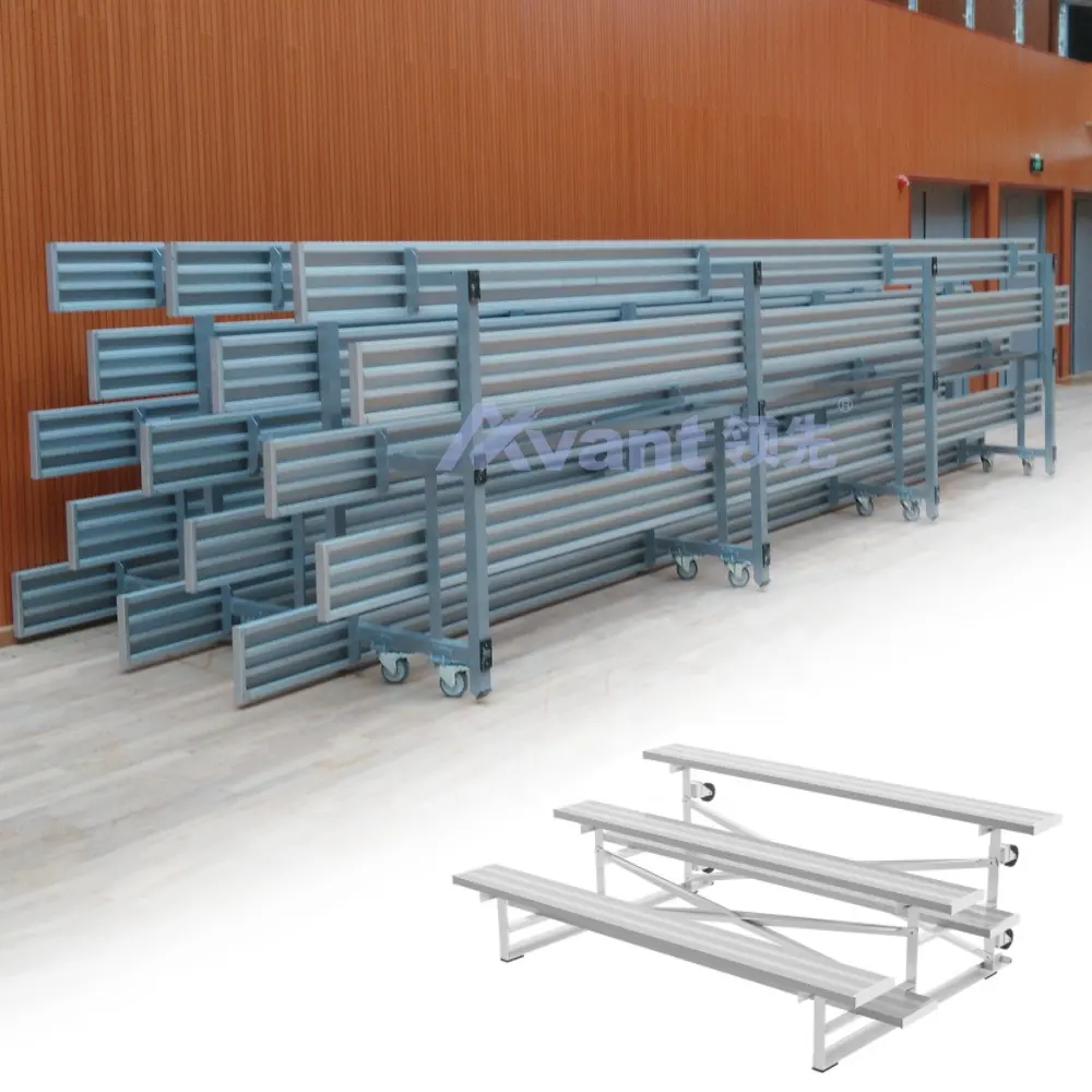 Avant 3 baris bergerak aluminium bleackers Sport Court Outdoor/indoor Gym portabel Bleacher sistem tempat duduk untuk stadion bisbol