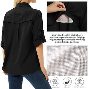 Venta caliente OEM/ODM mujeres suaves camisa de pesca de manga larga tela absorbente protección solar camisas casuales con botones - Product Image 2