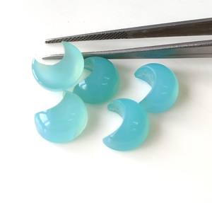 Venta al por mayor Natural Aqua Calcedonia Crescent 8mm-30mm Forma De Luna Media Luna Parte posterior plana Piedra preciosa suelta Fabricación de joyas ¡El mejor precio! - Product Image 4