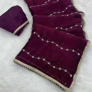 Saris de diseño con bordado de Moti y lentejuelas Venta al por mayor Partywear al por mayor en todo el mundo y barato en el precio - Product Image 1