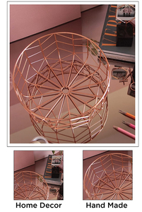 Cesta redonda con cable de florete de metal elegante, decoración del hogar de calidad pura y bandeja de almacenamiento para regalos de devolución - Product Image 3