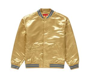 แจ็กเก็ตซาตินสำหรับผู้หญิงแจ็คเก็ตผ้าซาตินมีกระดุมสำหรับใส่เล่นกีฬาเบสบอลของมหาวิทยาลัย - Product Image 6