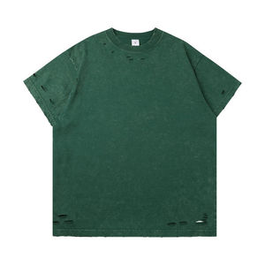 Camiseta personalizada de algodón 300G 100% para hombre, tejido de bambú extragrande lavado y desgastado de peso pesado con letras únicas - Product Image 4