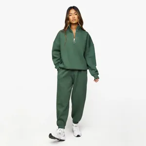 65% Cotton 35% Polyester Racing Green Athletics Club Full Zip Hood Women's Cropped Breathable Tracksuit