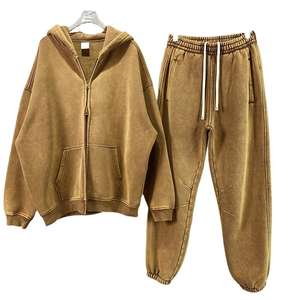 ชุดวิ่งจ๊อกกิ้งแนววินเทจแบบกำหนดเองชุดวอร์มกรดซักเหงื่อมีฮู้ดและขาตรงกางเกงวอร์มขาบานชุดวอร์มสำหรับผู้ชาย - Product Image 1