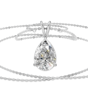 Collier pendentif chaîne à maillons en or 14 carats avec moissanite taille poire 1,6 carat, bijoux fins classiques, cadeaux de fiançailles pour femme - Product Image 1