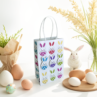 ET01 Sacs cadeaux en papier de dessin animé Joyeuses Pâques Sacs d'emballage de lapin mignon Sac en papier pour bonbons