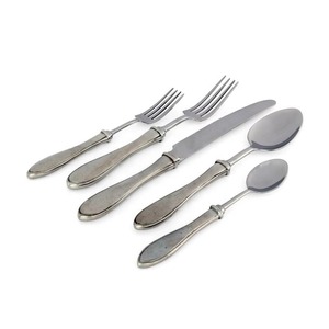 Lot de 5 couverts en acier inoxydable avec poignées en métal Table à manger parfaite Ustensiles de cuisine Usage quotidien Couverts plaqués couleur argent - Product Image 3