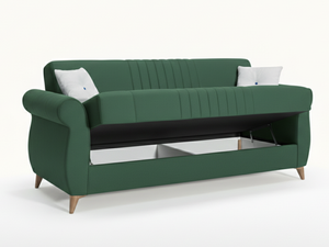 Sofá Cama Extensible Portátil Convertible con Estructura de Madera Maciza, Mecanismo Click Clack, Tapicería de Tela Estilo Europeo - Product Image 2