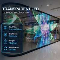 Écran LED transparent haute transparence P3.91, mur vidéo en verre, signalisation numérique OEM 6000 Nits pour vitrine de centre commercial intérieur
