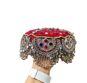 Gorros Topi Afganos Personalizados con Bordado de Perlas y Circones Multicolor para Mujer, Sombrero Bordado de Estilo Único para Fiestas - Product Image 1