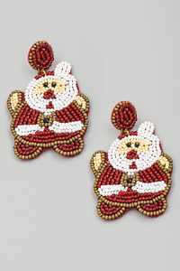 Santa handmade Stylish Beaded Embroidery Christmas <b>Earrings</b> <b>Holiday</b> Jewelry Festive Handcrafted <b>Earrings</b> Beadwork Accept Custom - Product Image 4