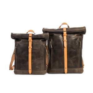 Sac à dos roll top en cuir minimaliste style vintage pour homme LRTB-0087 étanche pour les voyages d'affaires ordinateur portable cuir véritable - Product Image 5