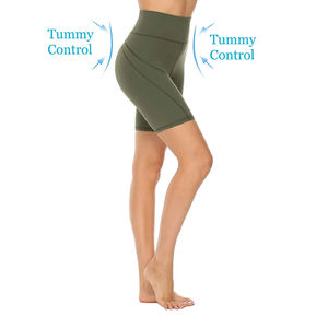 Pantalones cortos de motociclista para mujer, pantalones cortos de algodón de cintura alta para entrenamiento con Control de barriga para mujer, pantalones cortos de Yoga para gimnasio, suministro de entrenamiento al por mayor - Product Image 4